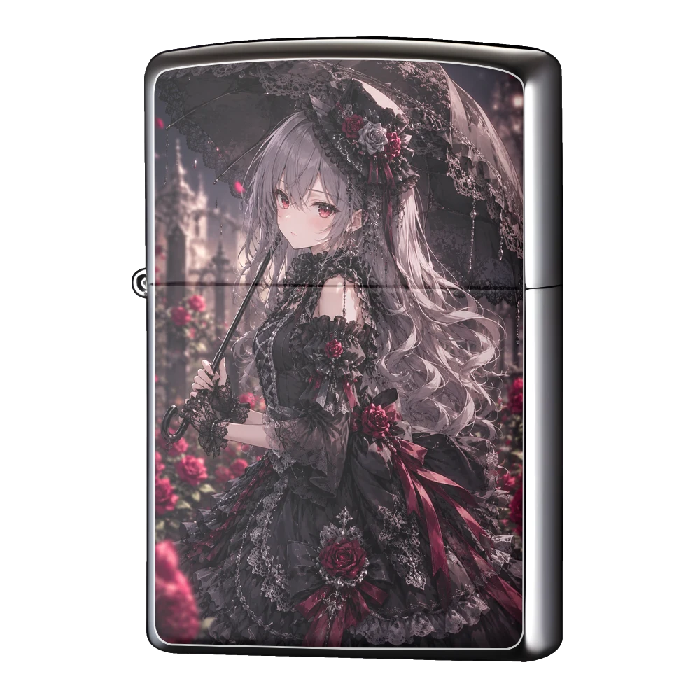 オリジナルZIPPO(ジッポー)ライター製作|ゴシックロリータの少女(萌えキャラ・ゴスロリ)